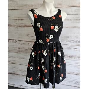 Kate Moss Topshop Black Waffle Knit Fit and Flare Party Dress sz 4
